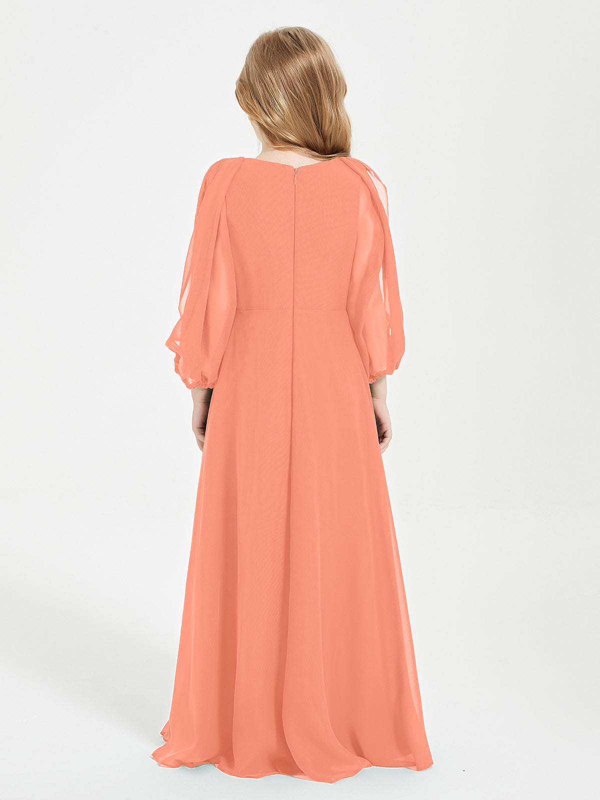 Long Sleeves Modest Junior Bridesmaid Dresses Sunset